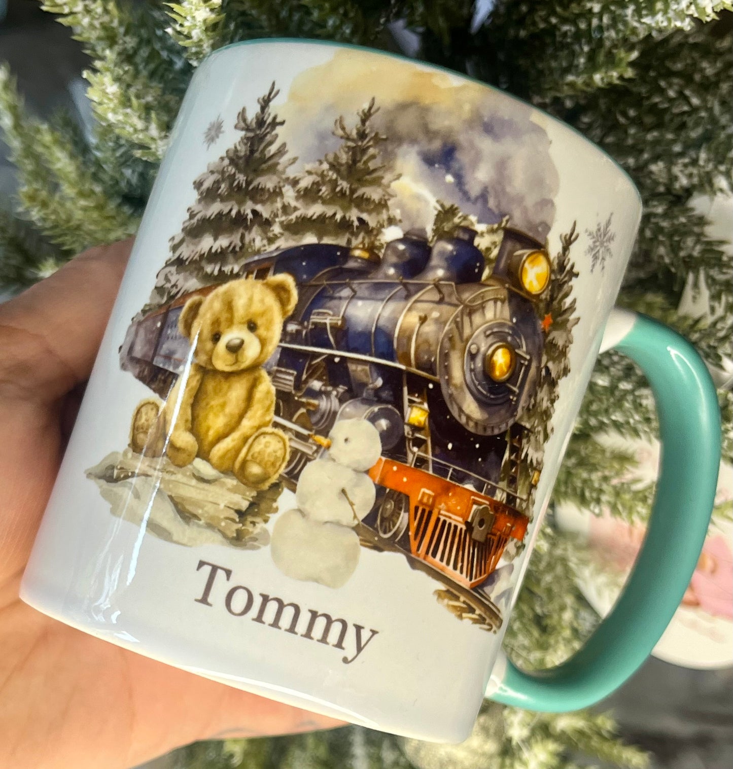 Blue Express Train Christmas Mug